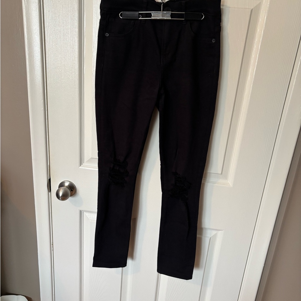 Express High Rise Distressed Black Jegging - Picture 3 of 7